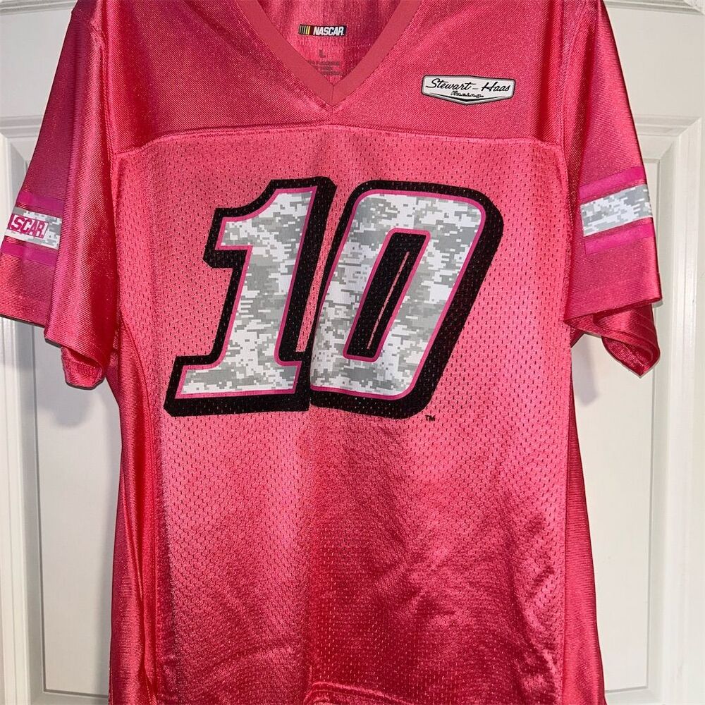 Danica Patrick #10 Women's Pink NASCAR Jersey Stewart-Haas Racing L